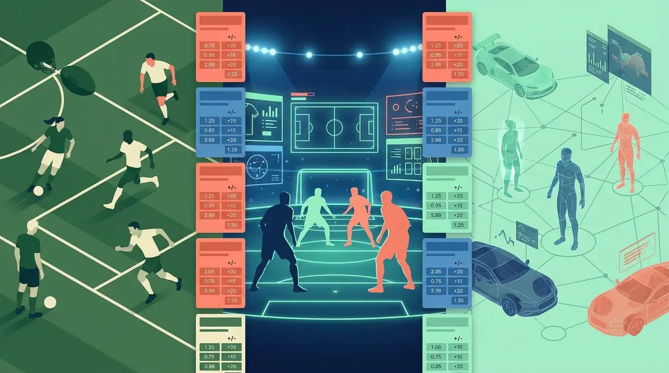 Ilustración editorial de deportes, esports y formatos de cuotas